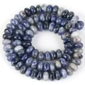 Cuentas de ábaco de sodalita azul moteada natural para diseños de joyas hechas a mano - Jaspe de Puntos Azules