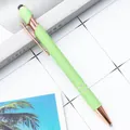 Lime green aluminum ballpoint stylus pen with rose gold accents for touchscreens - Lined Style (ai-Black Ink) / Light Green