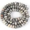 Cuentas espaciadoras de ábaco de piedra natural con textura de mármol gris para joyas - Piedra de Mapa