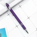 Professional purple metal retractable ballpoint pen with capacitive stylus tip for touchscreens - 1.0mm Bullet Tip / Dark Purple (Black Ink)