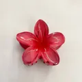 Vibrant red plumeria flower hair claw clip with a glossy translucent finish for women - 8cm Watermelon Red