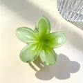 Fresh green frangipani flower hair claw clip for elegant beach vacation hairstyles - 8cm Grass Green