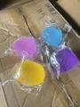 Translucent maltose squeeze cube toys in bright yellow, blue, and purple shades - 6.5cm Rainbow Candy Yellow (OPP Bag)