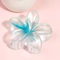 Translucent plumeria flower hair claw clip with a soft blue gradient - 8cm Pearlescent Blue