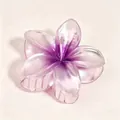 Elegant purple gradient plumeria flower hair claw clip perfect for beach vacation styles - 8cm Pearlescent Purple
