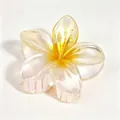 Pearlescent frangipani hair claw clip with yellow center for beach vacation style - 8cm Pearlescent Yellow