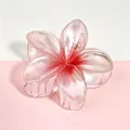 Elegant pink and white gradient plumeria flower hair claw clip for beach vacation - 8cm Pearlescent Pink