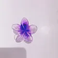 Elegant purple gradient plumeria flower hair claw clip for beach vacation hair style - 8cm Clear with Purple Core