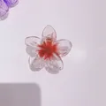 Clear plumeria flower hair claw clip with red center for beach style - 8cm Clear with Pink Core