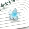 Beach vacation style translucent blue frangipani flower hair claw clip for women - 8cm White & Blue
