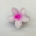 Elegant pink gradient frangipani flower hair claw clip for beach vacation hairstyles - 8cm White & Pink