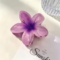 Elegant purple gradient frangipani flower hair claw clip for beach style vacations - 8cm Deep Purple