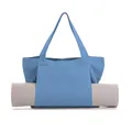 Blue canvas yoga mat tote bag with front storage slot for fitness and pilates - 46x35x15cm / Blue