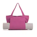Large capacity canvas yoga tote bag with integrated mat carrier sleeve in magenta - 46x35x15cm / Rose Red