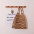 Handgemaakte minimalistische geweven katoenen touw nettas ideaal voor strand en vakantie - Khaki