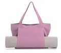 Mauve canvas yoga tote bag featuring a front sleeve for carrying a rolled-up mat. - 46x35x15cm / Light Pink