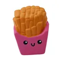 Cute slow rebound squishy toy shaped like french fries with a pink smiley box - Pink Fries