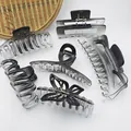 Collection of grey gradient transparent hair claw clips in various elegant shapes - Large Gradient Color Style / 6 Pieces/Pack / Gradient