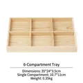 Natural solid wood jewelry storage tray with 6 compartments for display 35x24x3.5cm - Premium Solid Wood Display Tray (6-Grid Tray)