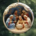 Vintage 3D visual acrylic Nativity scene ornament for Christmas tree or car pendant - Manger Nativity Scene (3)