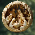 3D visual nativity scene Christmas ornament for holiday tree or car hanging décor - Vintage Carved Look Scene (4)