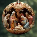 Retro 3D acrylic Nativity scene ornament for Christmas tree and car rearview mirror. - Baby Jesus & Sheep (5)