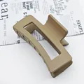 Elegant matte khaki rectangular hair claw clip shark clip for women back of head accessory - 8.5cm Square Style / Matte Light Coffee