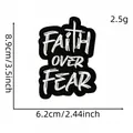 Black and white Faith Over Fear embroidered patch with size 3.5x2.44 inch for DIY - Cross "FAITH OVER FEAR" Style (7#)