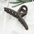 Large matte dark brown shark hair claw clip accessory for elegant thick hair styling - 11cm Ribbon Style / Matte Dark Coffee