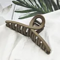 Elegant matte brown hair claw clip for women large shark clip on white cloth background - 11cm Ribbon Style / Matte Light Coffee