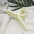 Large minimalist matte cream yellow shark hair claw clip displayed on white fabric - 11cm Ribbon Style / Matte Cream