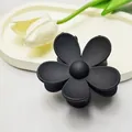 Elegant matte black flower hair claw clip for women, simple floral shark clip hair accessory - 7.5cm Five-Petal Flower Style / Matte Black