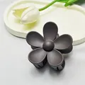 Elegant matte dark brown flower hair claw clip suitable for thick hair accessories - 7.5cm Five-Petal Flower Style / Matte Dark Coffee