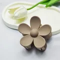 Elegant matte khaki flower hair claw clip for women, stylish large shark hair accessory - 7.5cm Five-Petal Flower Style / Matte Light Coffee
