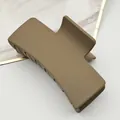 Matte khaki rectangular hair claw clip with frosted texture for elegant women's hairstyling - 8.5cm Solid Square Style / Matte Light Coffee
