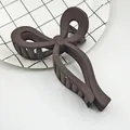 Large coffee brown matte bow-shaped hair claw clip accessory for women and girls - 13cm Big Bow-tie Style / Matte Dark Coffee