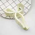 Large creamy white bow-shaped hair claw clip with a matte finish for elegant hair styling - 13cm Big Bow-tie Style / Matte Cream