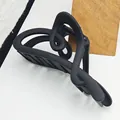 Premium matte black shark hair claw clip with elegant cross-winding design for women - 12cm Heart Style / Matte Black