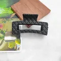 Matte black hair claw clip with elegant diamond quilted pattern for women - 8.5cm Rhombus Square Style / Matte Black