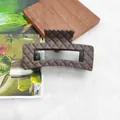 Elegant matte brown quilted pattern rectangular hair claw clip for stylish women's hair - 8.5cm Rhombus Square Style / Matte Dark Coffee