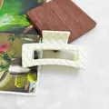 Elegant cream hair claw clip featuring a classic quilted pattern for stylish women - 8.5cm Rhombus Square Style / Matte Cream