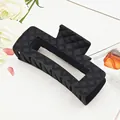 Elegant matte black hair claw clip featuring a classic quilted pattern for women's styling - 10.5cm Rhombus Square Style / Matte Black