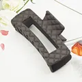 High-quality matte dark grey quilted hair claw clip for elegant back-of-head hair styling - 10.5cm Rhombus Square Style / Matte Dark Coffee