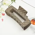 Matte coffee brown hair claw clip featuring elegant diamond lattice pattern texture - 10.5cm Rhombus Square Style / Matte Light Coffee