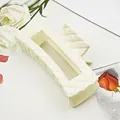 Elegant cream white hair claw clip with classic quilted pattern for daily hair styling - 10.5cm Rhombus Square Style / Matte Cream