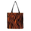 Detail view of stylish orange and black zebra stripe pattern on large canvas tote bag - Bright Orange and Black Tiger Pattern (hm2695)