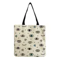 Detail of canvas tote bag featuring stylish eye and geometric diamond pattern print - Eye and Geometric Diamond (hm2706)