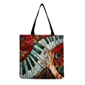 Close-up of the colorful piano and musical notes art print on a canvas shopping bag - Piano Hand Playing Style (hm7334)