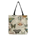 Detailed view of canvas tote bag featuring vintage butterfly print and black straps - Realistic Multicolor Butterflies (hm2719)