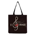 Black foldable tote bag featuring musical notes and red heart print design for music lovers - Clef Notes Heart I MUSIC Style (hm7344)